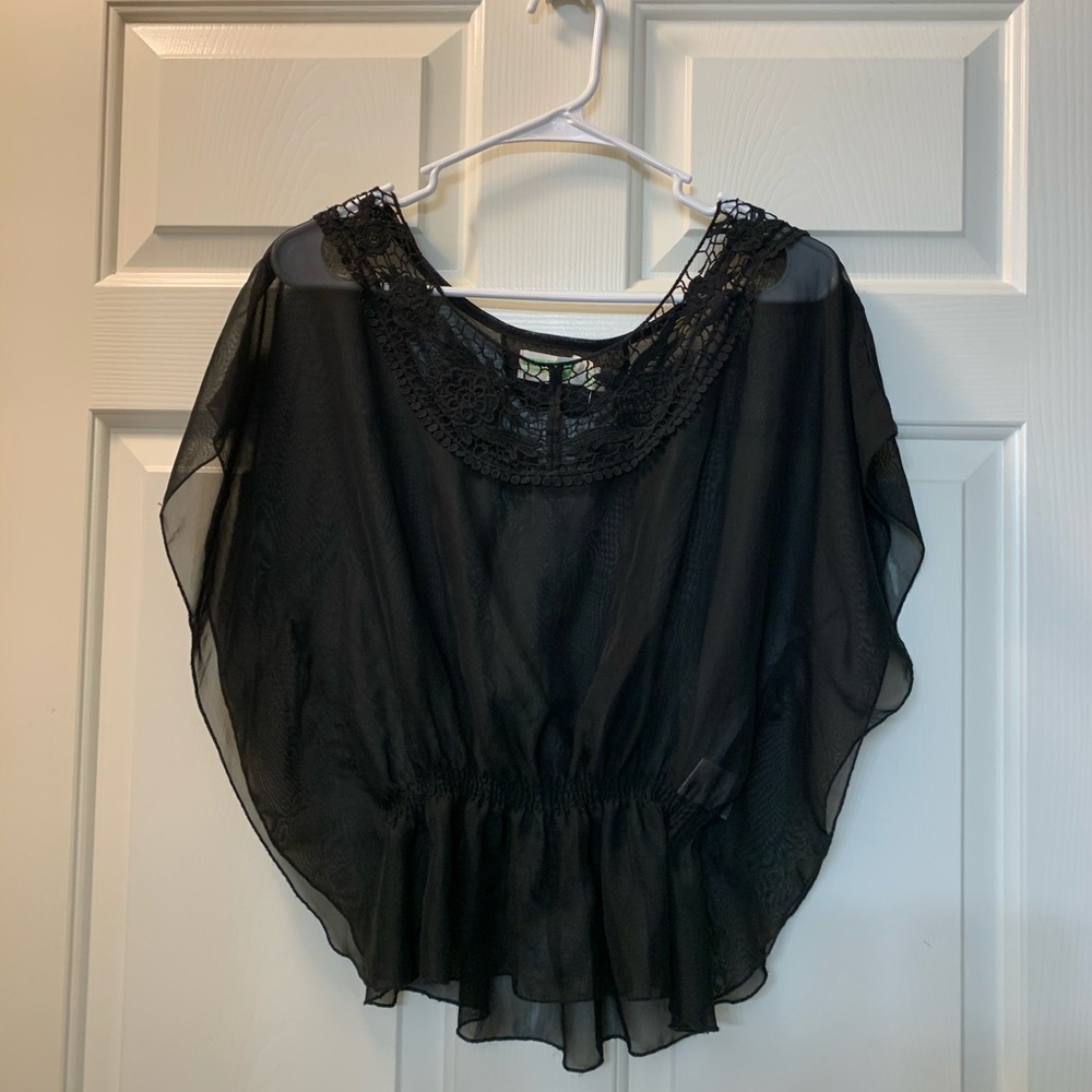 Top black see trhough size S NWOT